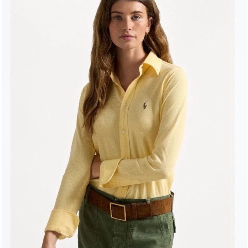 Ralph Lauren Pale Yellow Button-Down Polo Shirt